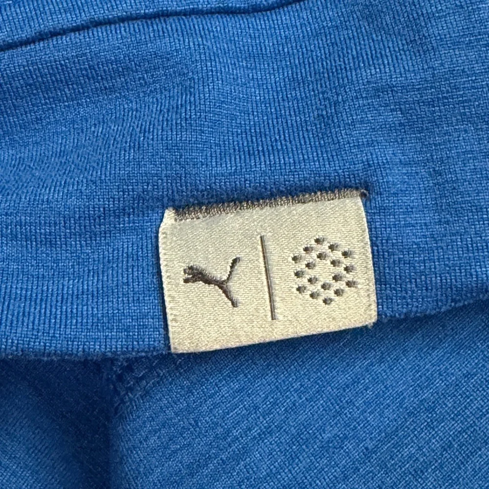 Puma Athletic Men’s Blue Quarter-Zip Sweater with Gray‎ Trim